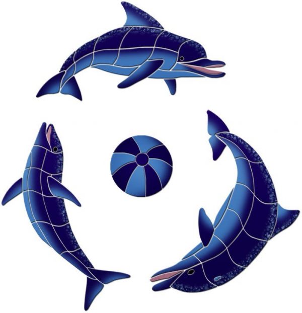 誕生日プレゼント 送料無料 Playing Dolphins Ceramic Swimming Pool Mosaic Blue 48 X 48 家庭用プール Www Vke Apeldoorn Nl